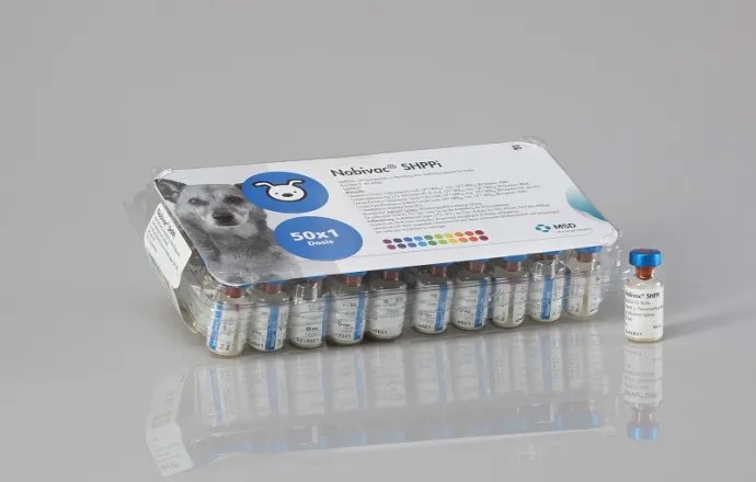 NOBIVAC® DHPPi – Impfstoff, Verpackung und Flasche von MSD Animal Health
