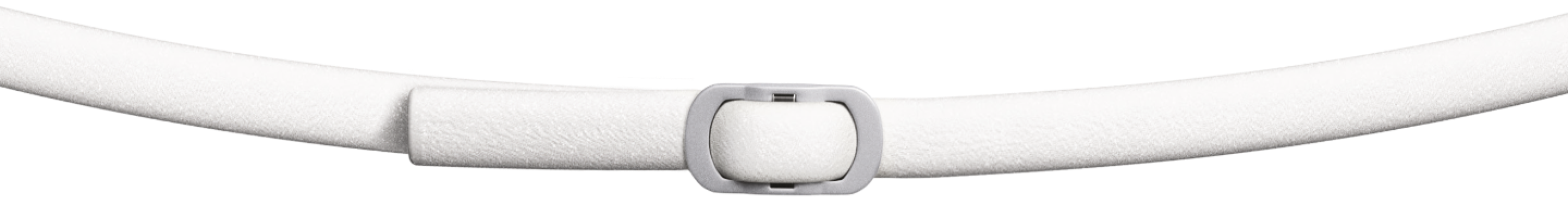 Weißes verstellbares Hundehalsband Nahaufnahme eines weißen, verstellbaren Hundehalsbands mit Schnalle