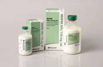 NEOPEN® – pharmazeutisches Produkt, Verpackung und Flasche von MSD Animal Health