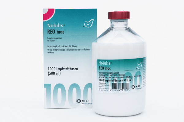 NOBILIS® Reo INAC – Impfstoff, Verpackung und Flasche von MSD Animal Health