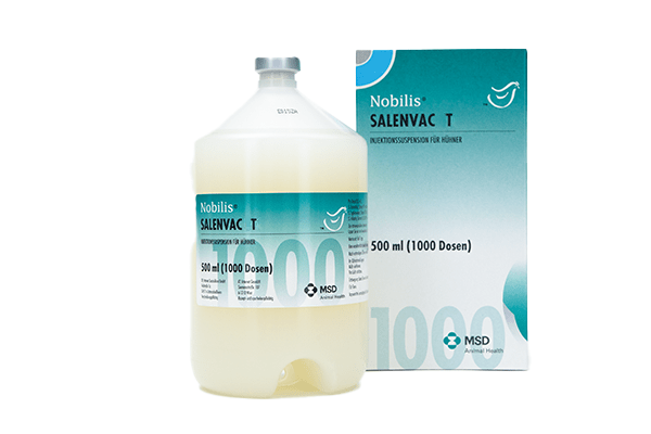 NOBILIS® SALENVAC-T – Impfstoff, Verpackung und Flasche von MSD Animal Health