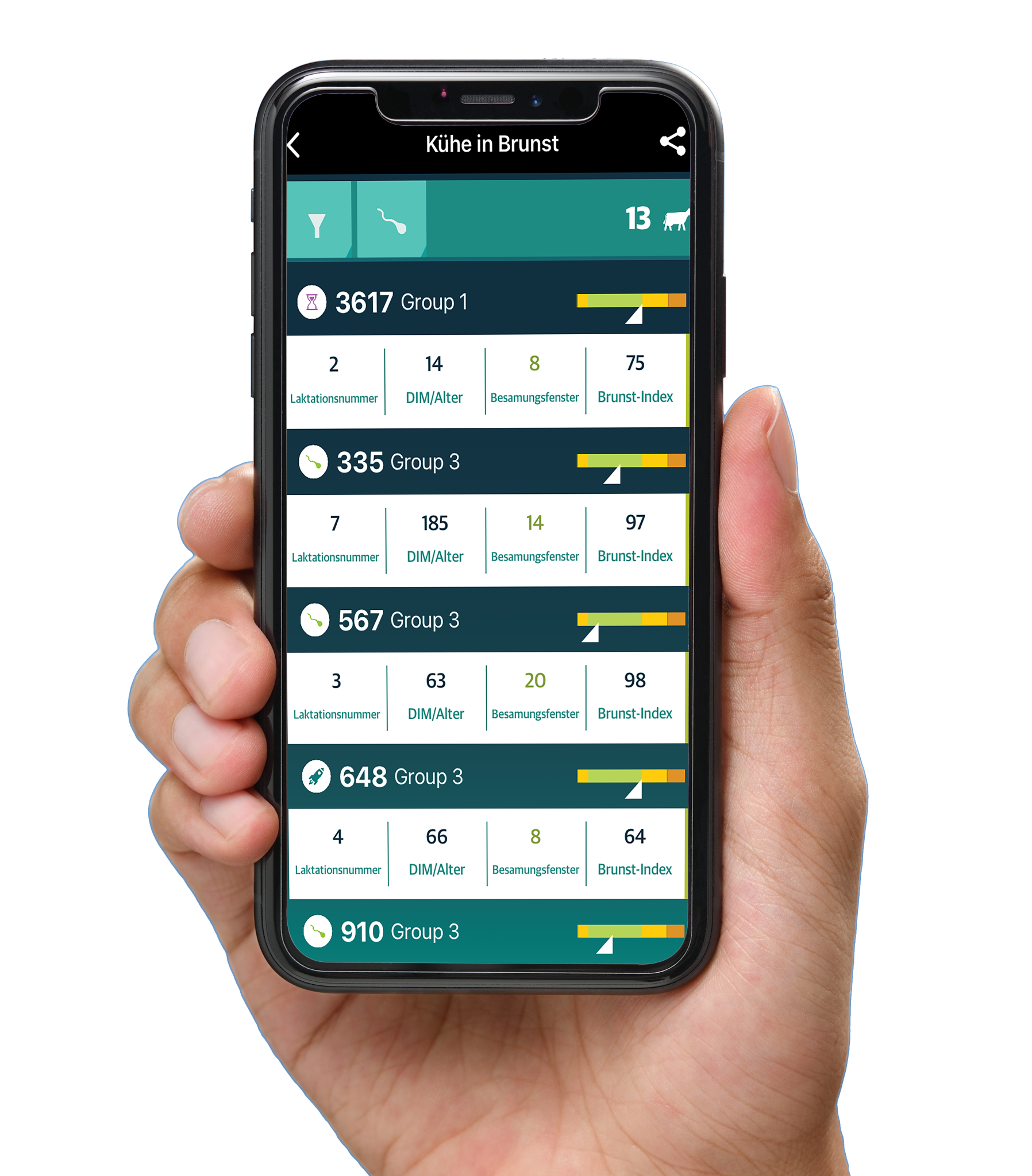Smartphone mit SenseHub App in der Hand