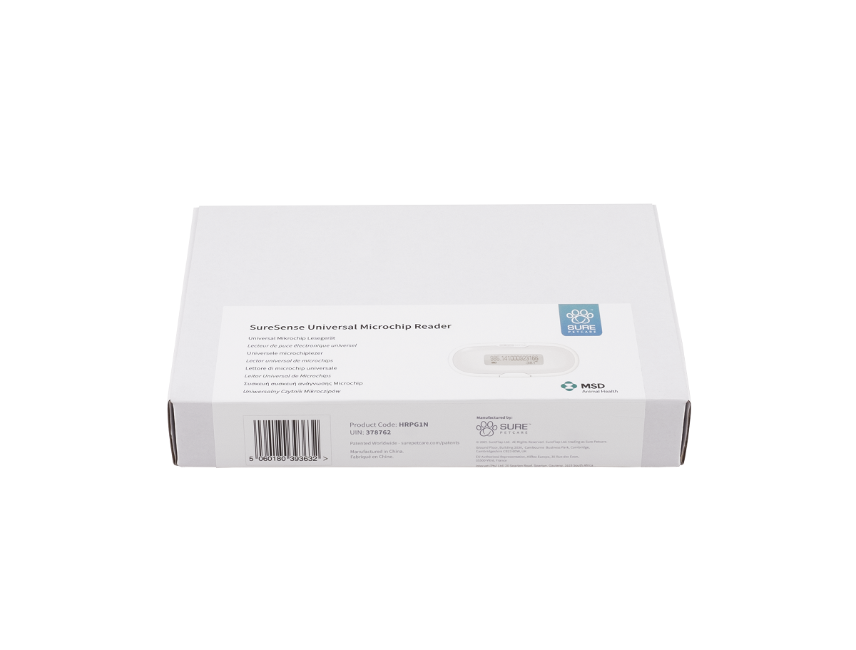 Weiße Verpackung eines Mikrochip-Lesegeräts